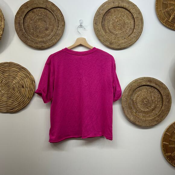 Free People Pink Cotton Blend Oversized Short Sleeve Tee T-Shirt XS Lightweight - Picture 2 of 7
